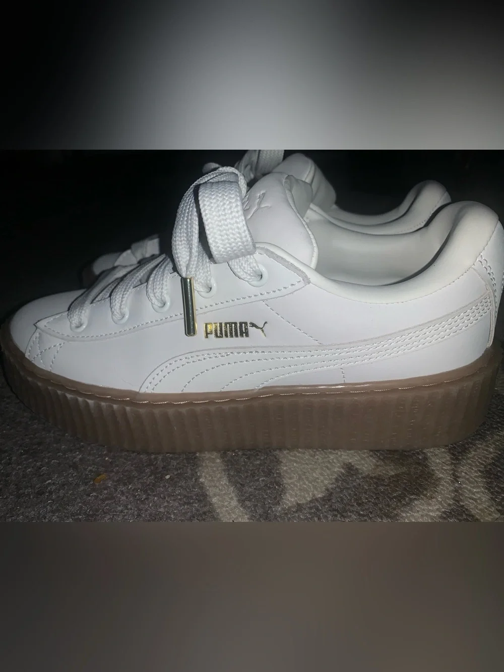 PUMA Fentys by Rhianna White leather Platform Sneakers with Gum Sole